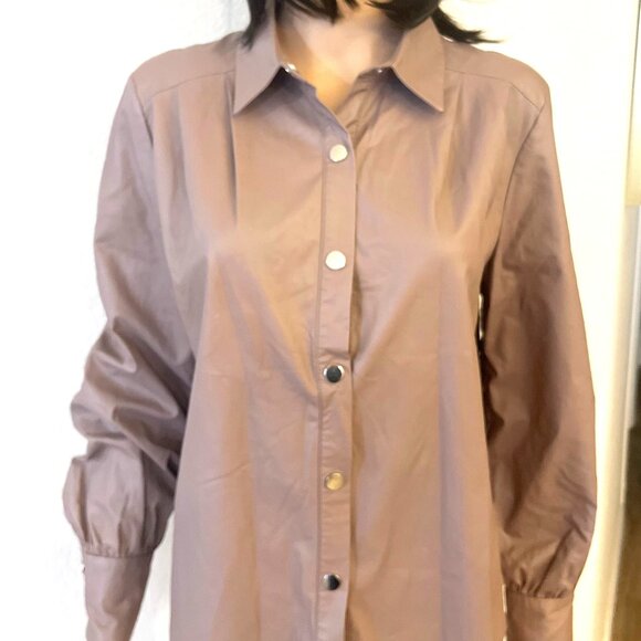 Zara Faux Leather Snap Front Jacket Blouse Top Lavender EUC Size Medium - Picture 1 of 5
